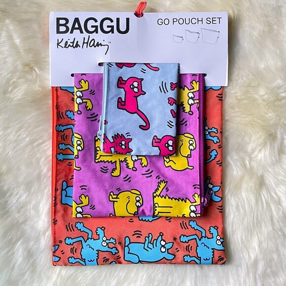 Baggu Go Pouch Set in Keith Haring Pets